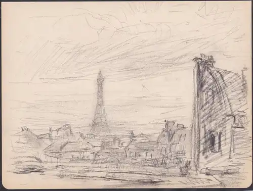 (Neuilly sur Seine) - Eiffelturm / Eiffel Tower / Tour Eiffel / Paris / Stadtansicht / Zeichnung dessin drawin