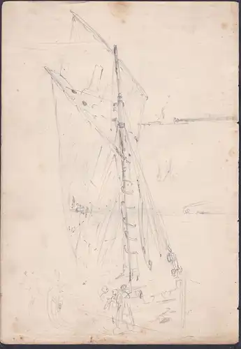 (Skizze Segelschiff) - Schiff / ship / bateau / Zeichnung dessin drawing