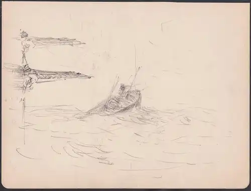 (Skizzen von Schiffen) - ships / bateaux / Meer / sea / Zeichnung dessin drawing