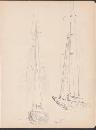 (Zeichnung zweier Segelschiffe) - Schiffe / ships / bateaux / Zeichnung dessin drawing