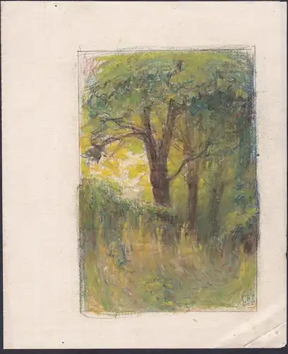 (Baumlandschaft) - Landscape with trees / Kreidezeichnung chalk drawing