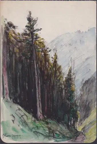 (Landschaft mit Bäumen) - tree landscape / Aquarell watercolor aquarelle