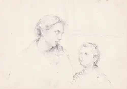 (Mutter und Tochter) - Mother and daughter / Mère et fille / Zeichnung dessin drawing