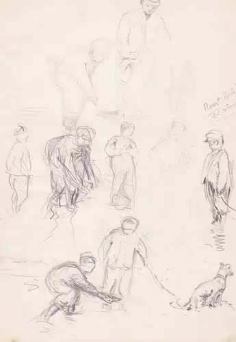 (Verschiedene Skizzen von Fischern) - Various sketches of fishermen / pêcheurs / Zeichnung dessin drawing