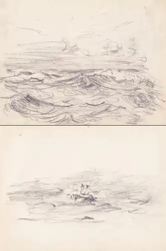 (Stürmische See) - stormy sea / Zeichnung dessin drawing