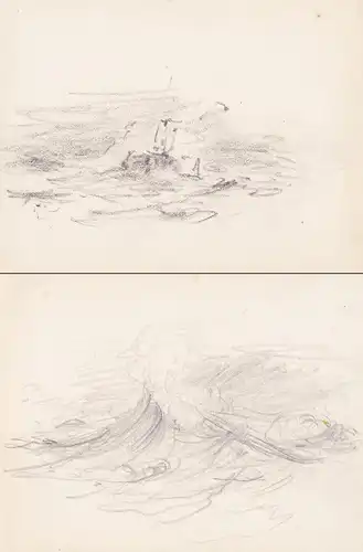 (Stürmische See) - stormy sea / Zeichnung dessin drawing