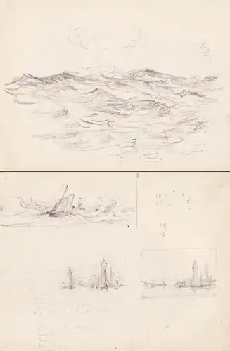 (Stürmisches Meer) - stormy sea / Zeichnung dessin drawing
