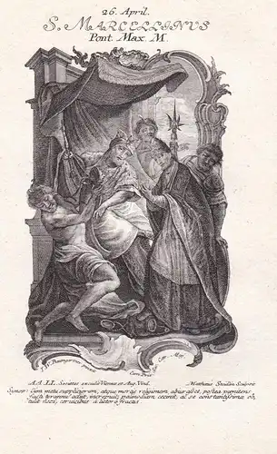 S. Marcellinus Pont. Max. M. - Heiliger Marcellinus / Saint / 26. April / Heiligenbild Holy Card  / Geburtstag