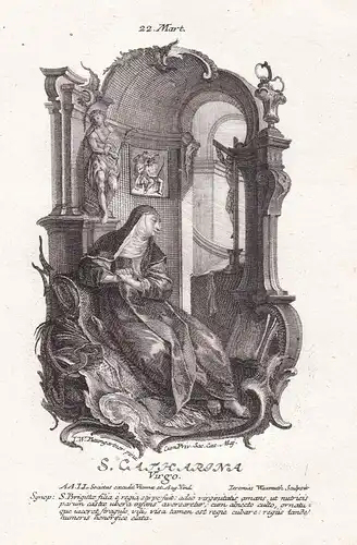 S. Catharina Virgo - Heilige Katharina von Schweden / Catherine of Vadstena / 22. März -  Heiligenbild Holy Ca