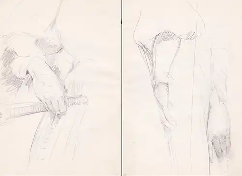 (Skizzen von einen Stock haltend Hand / Sketches of a hand holding a stick) - Zeichnung dessin drawing