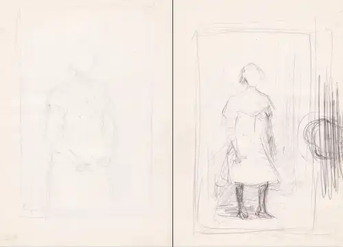 (Skizzen eines Mädchens / Sketches of a girl in a dress) - Zeichnung dessin drawing