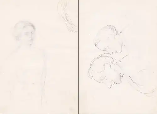 (Portrait einer Frau / Portrait of a woman) - femme / Zeichnung dessin drawing