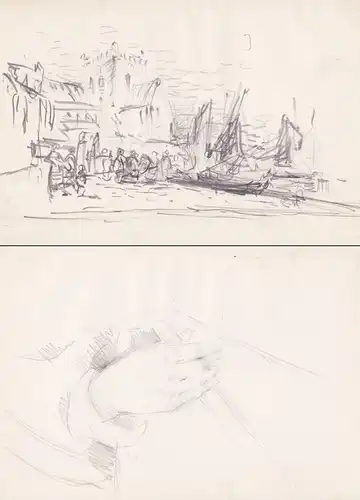 (Haferszene / Harbor scene) - port / Zeichnung dessin drawing
