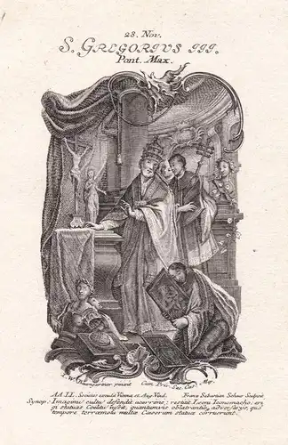 S. Gregorius - Gregor III Papst / Pope Gregory III / 28. November / Heiliger Heiligenbild Holy Card  / Geburts