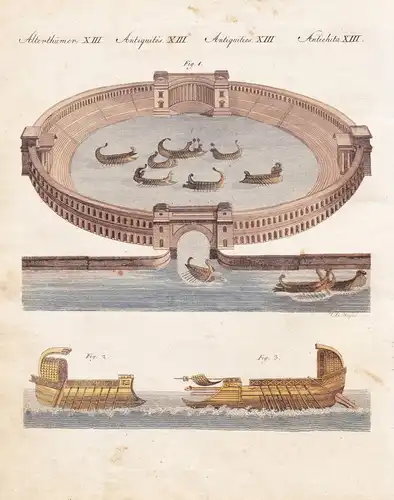 Alterthümer XIII. Naumachien der Alten. - Naumachia ancient Rome Rom Altertum antiquity Italia Italy Italien /