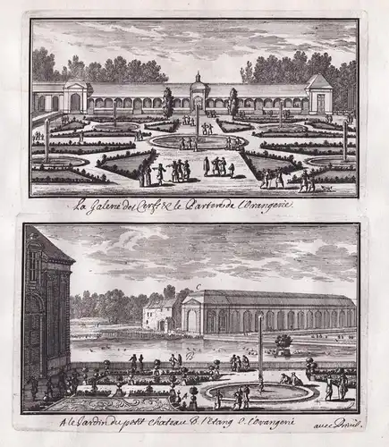 La Galerie des Cerfs et le Parterre... / A le Jardin du petit Chateau... - Chateau de Chantilly Orangerie Oise