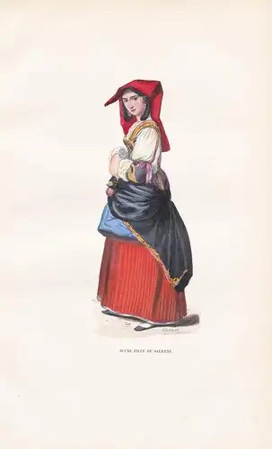 Jeune Fille de Salerne - Salerno Campania Italian woman Italia Italy Italien costume Trachten costumes