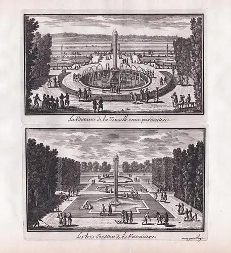 Les trois Bassins de la Faisanderie a Chantilly / La Fontaine de la Tenaille veue par derriere. - Chateau de C