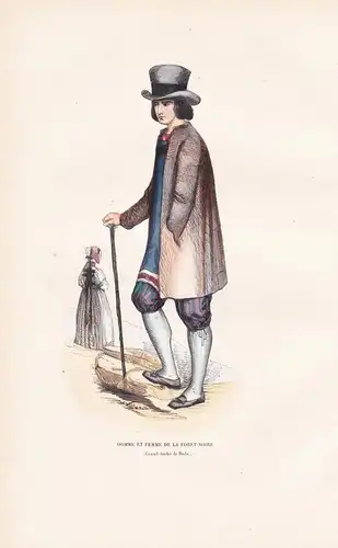 Homme et Femme de la Foret-Noire (Grand-Duche de Bade) - Schwarzwald Baden-Württemberg costume Trachten costum