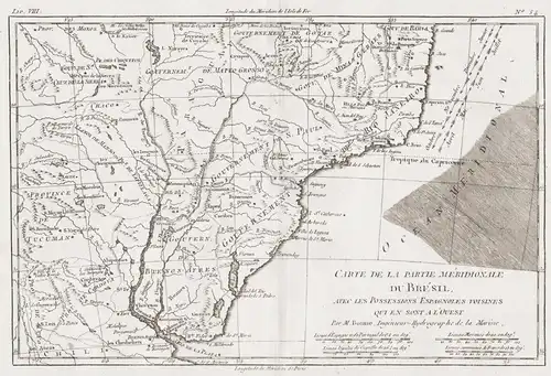 Carte de la partie meridionale du Bresil - Brazil Brasil Brasilien South America
