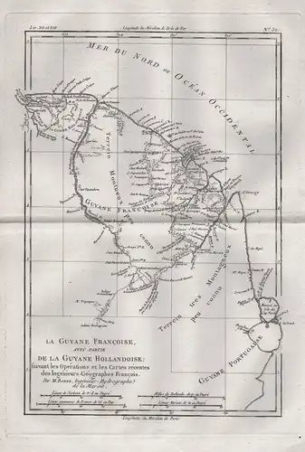 La Guyane Francoise, avec partie de la Guyane Hollandoise... - French Guiana South America Karte map