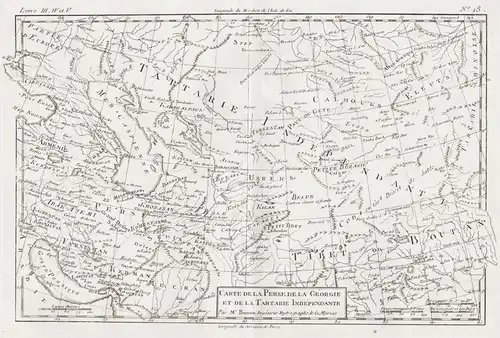 Carte de la Perse, de la Georgie, et de la Tartarie Independante - Persia Iran Tartary Georgia Tibet Turmekist