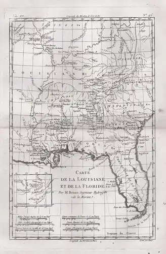 Carte de la Louisiane et de la Floride - Florida Louisiana Virginia New Orleans Georgia USA / America Amerika