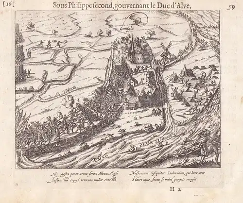 Gemighe / His gestis parat arma ferox... - Jemgum Schlacht von 1568 Ostfriesland Niedersachsen / Zeigt die Sch