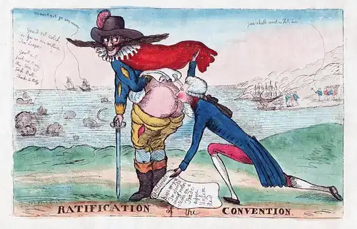 Ratification of the Convention / Depicts William Pitt kissing the bared posterior of a fierce-looking Spaniard