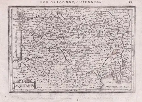 Aquitania - Aquitanien Aquitaine Nouvelle-Aquitaine Toulouse Frankreich France map Gerard Mercator