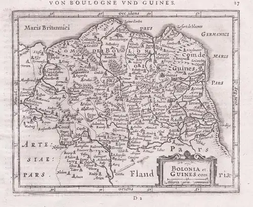 Bolonia et Guines com - Bolonia Boulogne-sur-Mer Calais Frankreich France map Gerard Mercator
