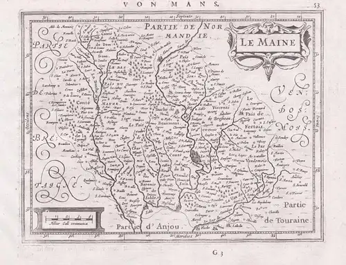 Le Maine. - Maine et Loire Frankreich France map Gerard Mercator