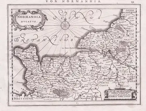 Normandia. - Normandie Normandy Frankreich France map Gerard Mercator