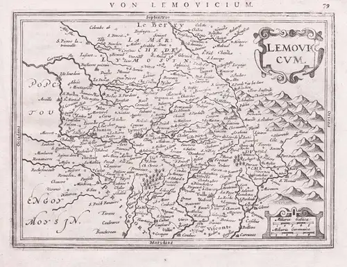 Lemovicum - Limoges Nouvelle-Aquitaine Frankreich France Mercator map Karte Kupferstich gravure carte
