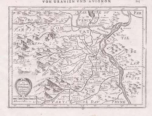 La Principaute d'Orange et Com d Venaissin - Orange Vaucluse France Frankreich Mercator map Karte Kupferstich