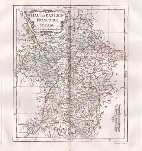 Haut et Bas Rhin, Franconie, Souabe. - Rhein Rheinland Franken Schwaben Württemberg Hessen Karte map