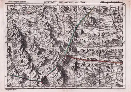 Environs de Sitten ou Syon - Sion Sitten Wallis Valais Suisse Schweiz Switzerland Karte map