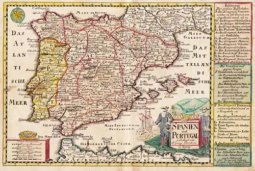 Spanien und Portugal. - Spain Espana Spanien Portugal mapa map Karte
