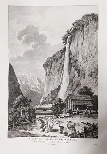 Vue de la cascade de Lauterbrunn, dans le Baillage d'Interlachen, Canton de Berne - Lauterbrunnen Staubbachfal