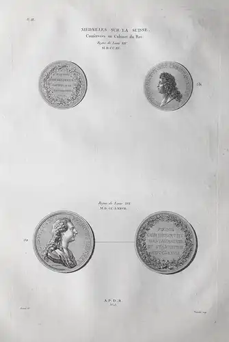 Medailles sur la Suisse - Medaillen Medailles Münzen Numismatik Louis XIV XVI Ludwig Schweiz Suisse Kupferstic