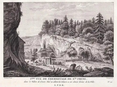 I.ere Vue de l'hermitage de S.te Frene.dans le Vallon de Creutz-thal en allant de Soleure a un demie Lieue de