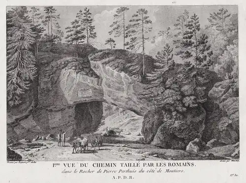 I.ere Vue du Chemin Taillé par les Romains, dans le Rocher de Pierre Perthuis du coté de Moutiers - Col de Pie