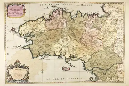 La Bretagne divisée en ses neuf evesches qui sont aussi l'estendue des receptes de la Generalite de Nantes - B