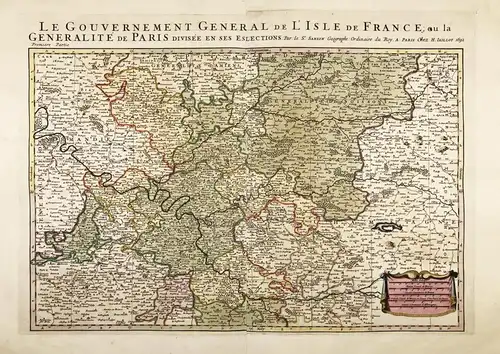 Le gouvernement general de l'Isle de France, ou la Generalité de Paris divisée en ses eslections - Ile de Fran