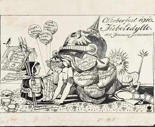 Oktoberfest 1910 - Jubelidylle des Jeremias Jammermeier / Karikatur caricature / München / Bayern