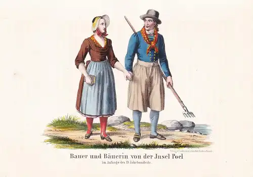 Bauer und Bäuerin von der Insel Poel im Anfange des 19 Jahrhunderts - Insel Poel Tracht Trachten Mecklenburg-V