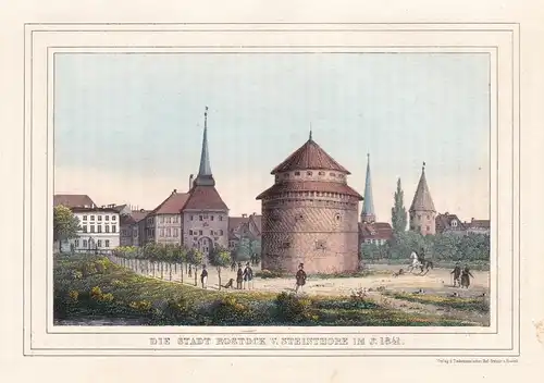 Die Stadt Rostock v. Steinthore im J. 1841 - Rostock Gesamtansicht Mecklenburg-Vorpommern (Aus: Meklenburg in