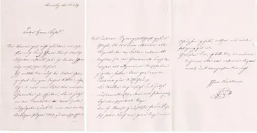 Eigenhändiger Brief mit Unterschrift von 13. Januar 1839 / Autograph letter with signature