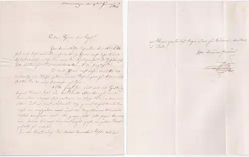 Eigenhändiger Brief mit Unterschrift von 9. Juni 1841 / Autograph letter with signature