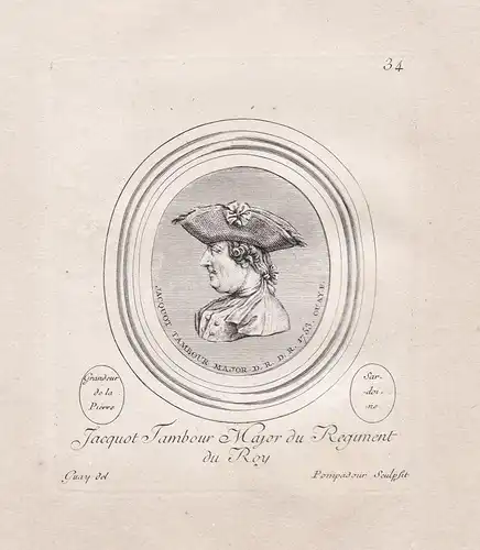 Jacquot Tambour Major du Regiment du Roy - Portrait of a drum major of the king's regiment / Militaria / milit